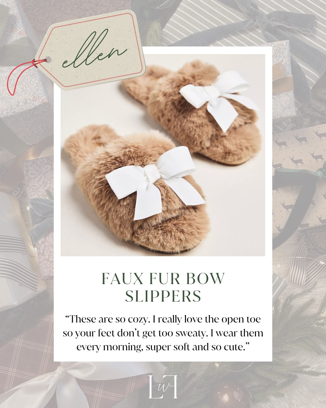 The coziest favorite things gift for winter. These faux fur bow slippers feature an open toe design and plush feel—perfect for slow mornings and evenings at home.

Life with Loverly, faux fur slippers, cozy winter slippers, loungewear gifts, holiday favorite things 

 #LTKHoliday #LTKHome #LTKFindsUnder100