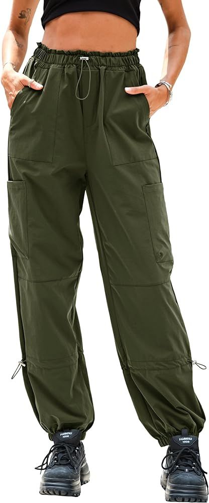 Goranbon Women's Cargo Pants Baggy Trendy Casual Lightweight Summer Hiking Parachute Pants | Amazon (US)