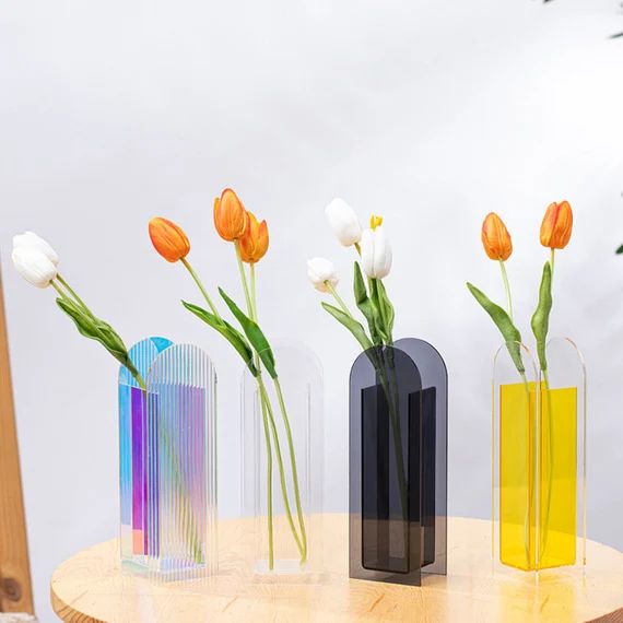 Vertical bar Vase Modern Abstract Acrylic Art Vases  Stem Bud | Etsy | Etsy (US)