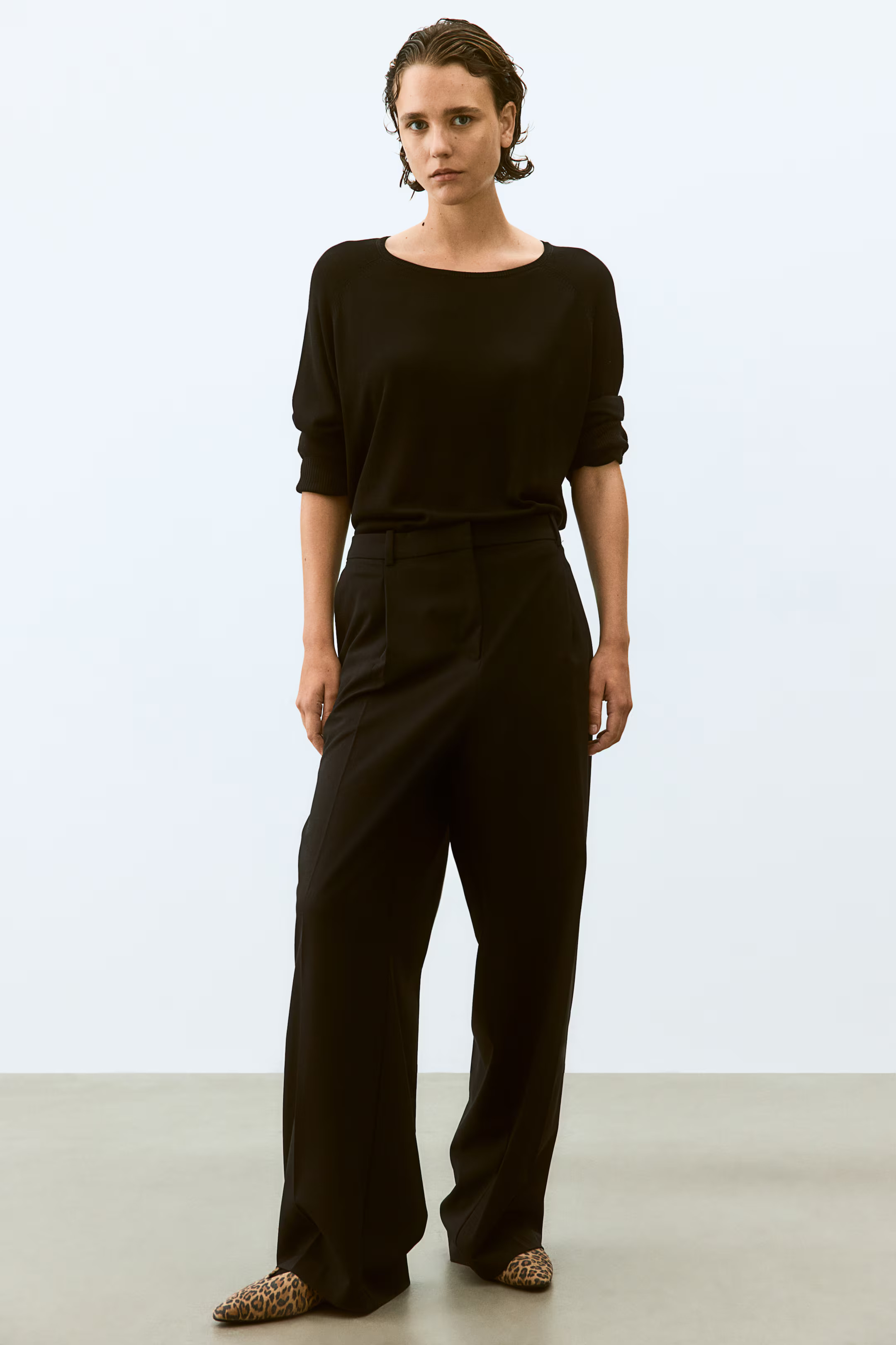 Wide trousers - High waist - Long - Dark brown - Ladies | H&M GB | H&M (UK, MY, IN, SG, PH, TW, HK)