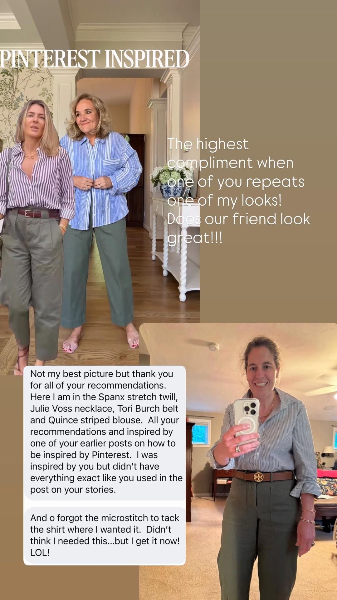 Green khakis by @spanx stretch twill. Medium petite for a very relaxed fit 
Top is linen size medium you could easily size down to get your size. It’s getting limited. 
I’ll link a few other sale finds not to miss. 
Tote comes with an inner purse. Code NANETTE for 10% off 
Sample sale jewelry!

#LTKSaleAlert #LTKOver40 #LTKootd