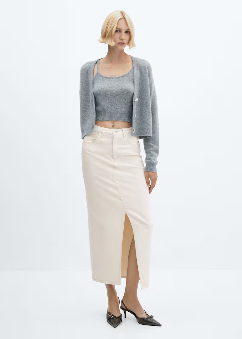 Slit denim skirt -  Women | Mango USA | MANGO (US)