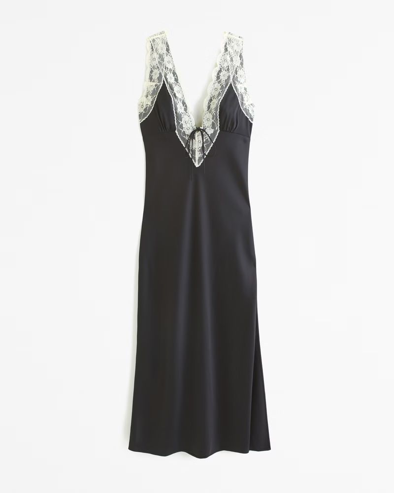 Women's Lace-Trim Slip Midi Dress | Women's Dresses & Jumpsuits | Abercrombie.com | Abercrombie & Fitch (US)