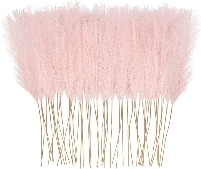 obbsie 50pcs Pink Faux Pampas Grass Decor, 26" Short Artificial Pompous Grass Floral Fake Pompas ... | Amazon (US)
