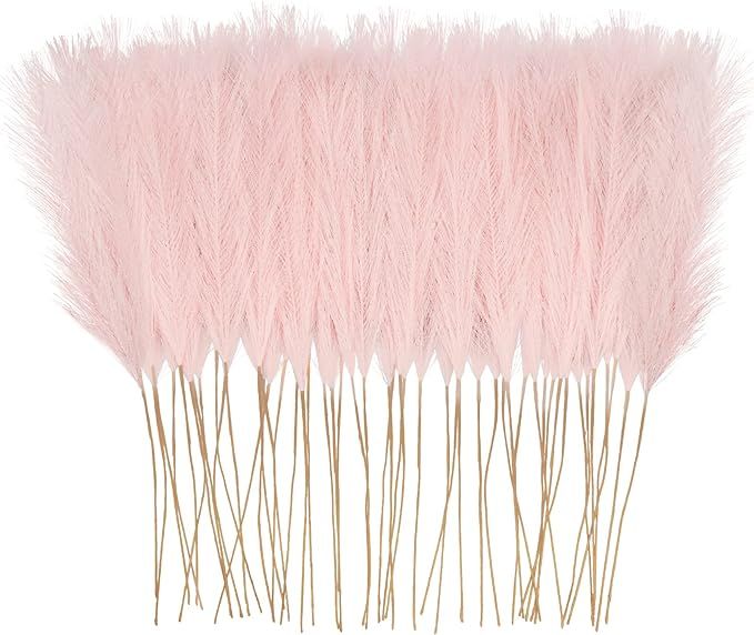 obbsie 50pcs Pink Faux Pampas Grass Decor, 26" Short Artificial Pompous Grass Floral Fake Pompas ... | Amazon (US)