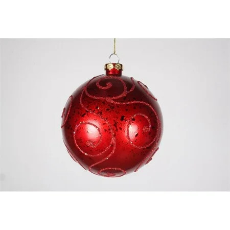 Winterland WL-BALL-120-RE 120 mm. Red Ornament Ball With Red Glitter Design | Walmart (US)