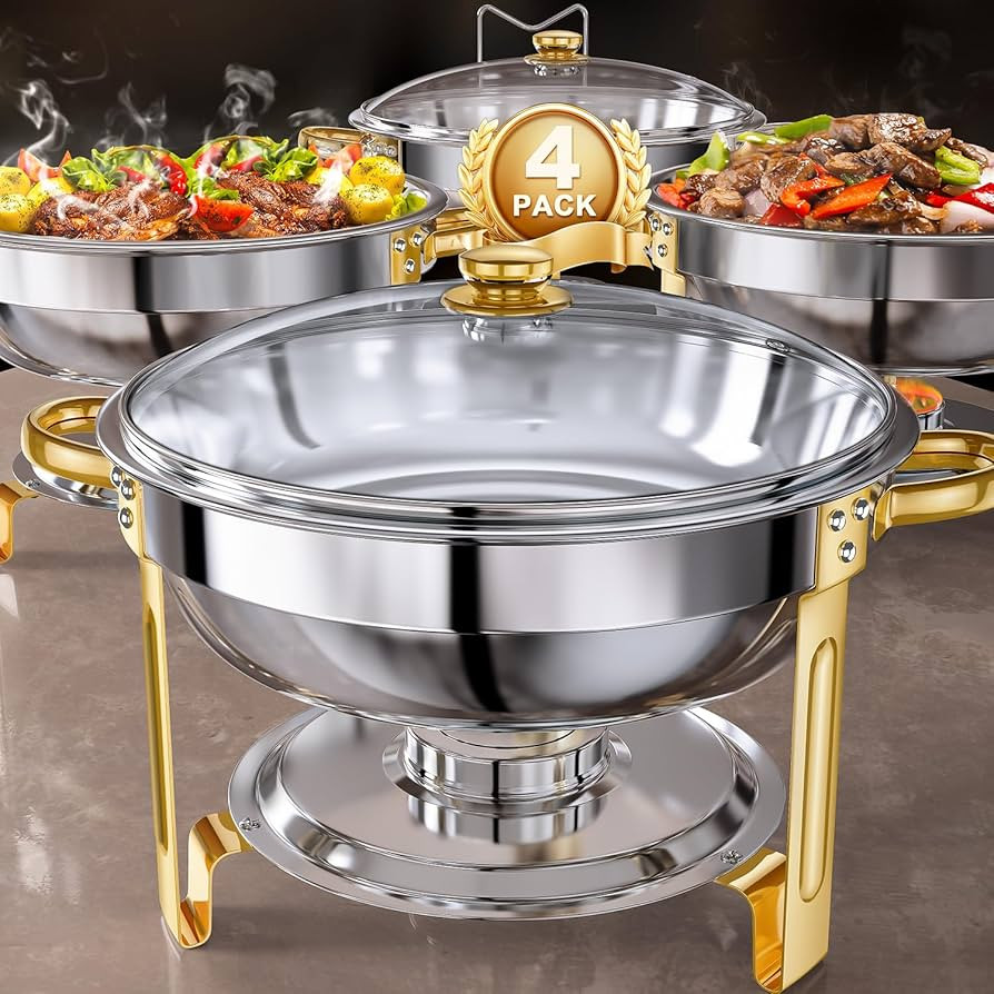 Chafing Dishes for Buffet Set: 100% Pre-Installed Chafers for Catering - Round Chafing Dish Buffe... | Amazon (US)