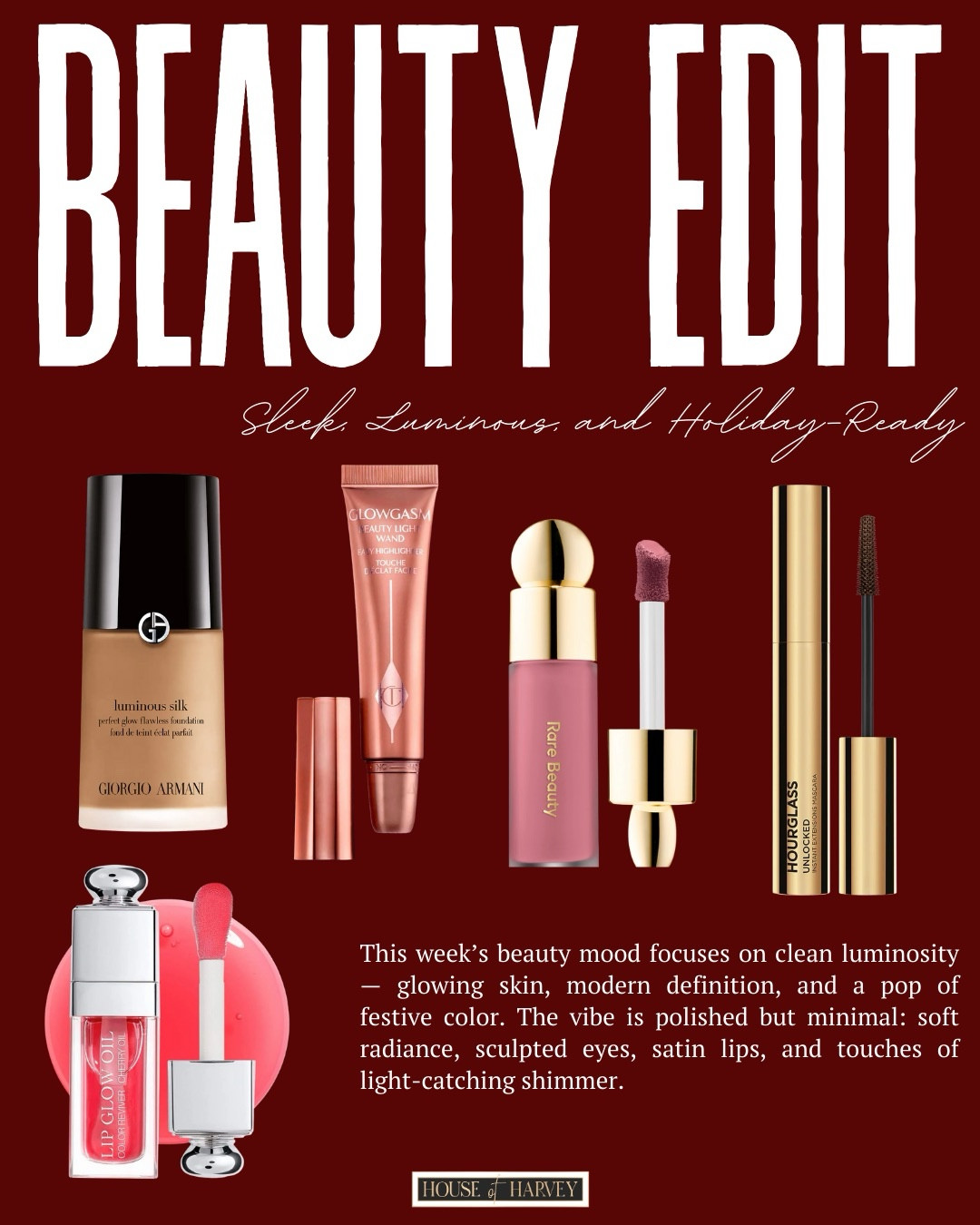 Beauty edit—sleek, luminous and holiday ready! This week it’s all about being merry and modern while using simple pieces that look so chic for the holidays! I found the best pieces that will help give you a flawless look that will be perfect for any event! This cream blush, foundation, highlighter, brown mascara and lipgloss are all so pretty! All linked ⬆️

#ltkcreator #ltkfinds #ltkwatchnow #ltkstyletip #beauty #makeup #rarebeauty #charlottetilbury #mascara #brownmascara #lipgloss #sephora #holiday #holidaystyle 

#LTKHoliday #LTKBeauty #LTKFindsUnder100