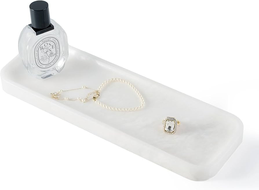 Koville Marble Tray for Bathroom Sink, 12"x4" Natural Stone Vanity Tray for Kitchen Dresser Count... | Amazon (US)
