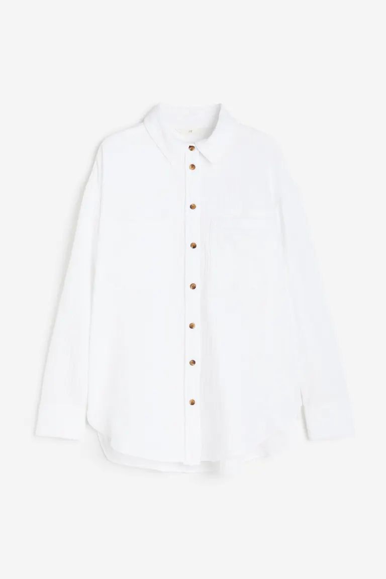 Cotton Shirt - Khaki green - Ladies | H&M US | H&M (US + CA)