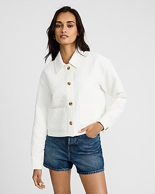 Diamond Quilted Cropped Shacket | Express