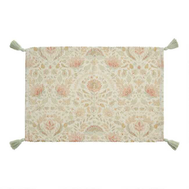 Indah Multicolor Floral Woven Tassel Bath Mat | World Market