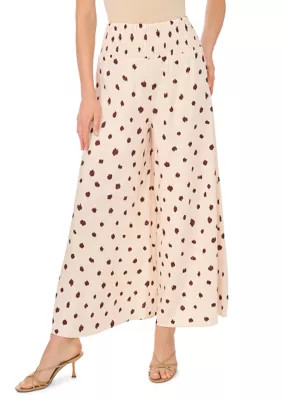 Petite Wide Leg Spot Print Pants | Belk