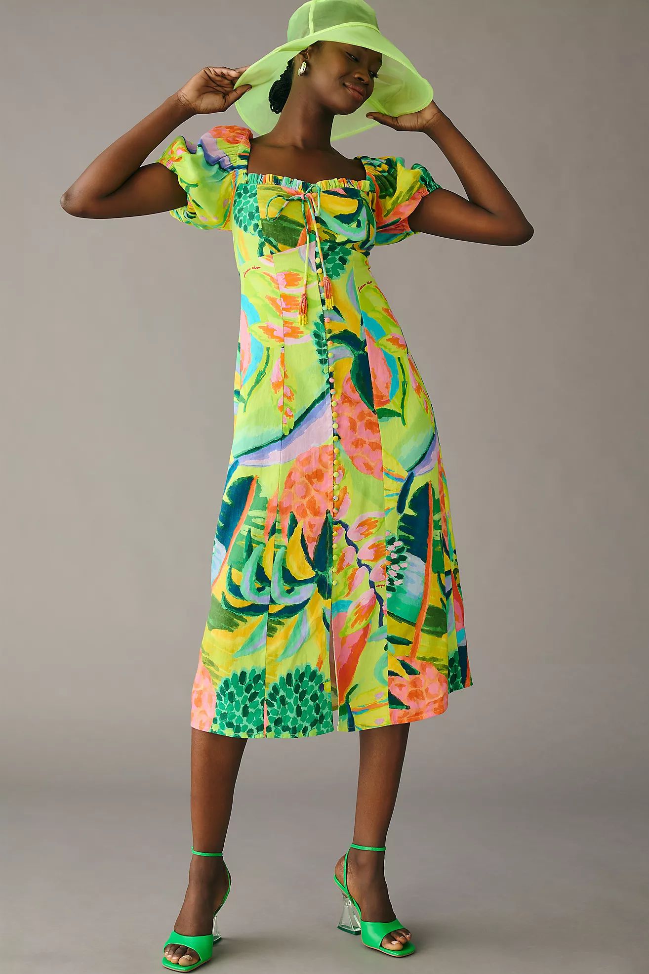 Farm Rio Printed Puff-Sleeve Dress | Anthropologie (US)
