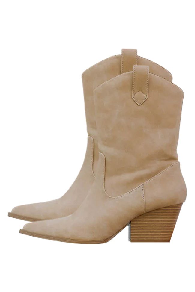 Juniper Tan Nubuck Western Style Boots | Pink Lily