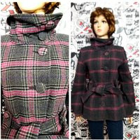 Pink Coat Vintage Gray Plaid Womens 90S Winter Warm Casual Coat Retro Meek Wool Cozy M | Etsy (US)