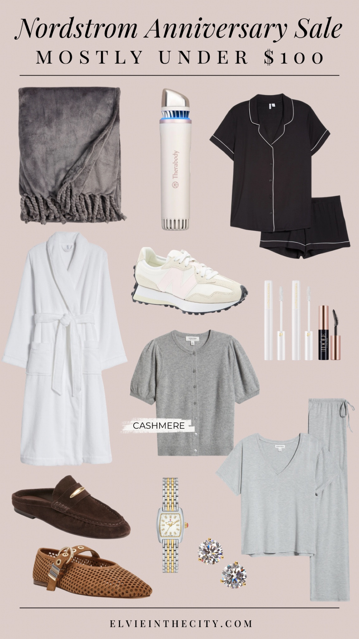 My Nordstrom Anniversary Sale picks that are mostly under $100 include a cozy blanket, Therabody Depuffing Wand, a shorts pajama set, robe, New Balance sneakers, Lancôme mascara set, a cashmere cardigan, Mary Jane flats, mules, a Michele watch, cubic zirconia stud earrings, and a pants and short sleeve top pajama set. 

Nordstrom sale, Nordstrom favorites, fashion over 40, over 50 style 

#LTKOver40 #LTKSaleAlert #LTKselfcare