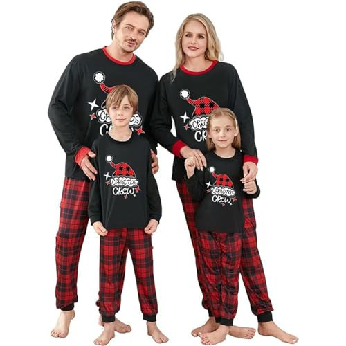 One opening Family Christmas Pajamas Matching Sets, Christmas Pjs Cartoon Shirt Tops And Pants Sleep Wear Xmas Pajamas Set (BlackH34,Baby 3-6 Months) | Amazon (US)