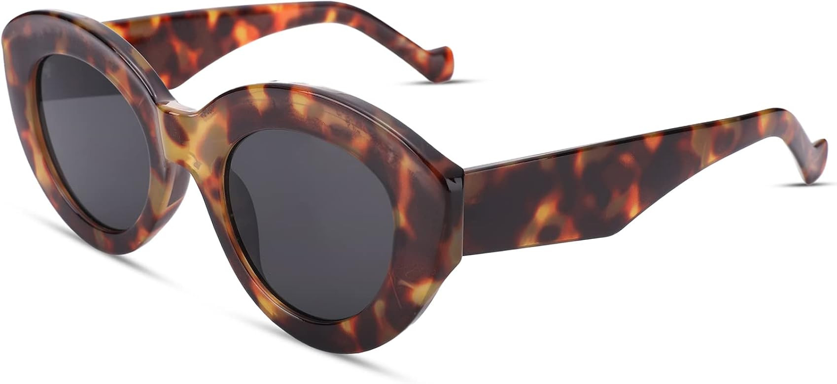 NULOOQ Trendy Cat Eye Sunglasses for Women Retro Oval Cateye Shades Thick Frame Stylish Sunnies U... | Amazon (US)