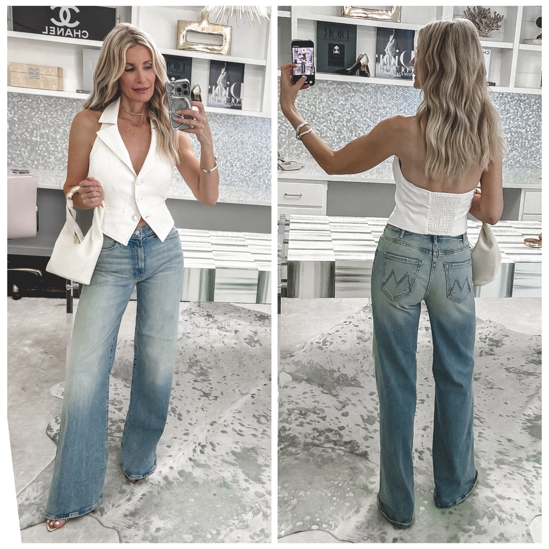 This halter vest on major sale is such a chic night-out find with the most flattering cinched waist and open-back detail. I paired it with these viral high-waisted jeans that are comfortable, leg-lengthening, and so flattering from the back. I’m wearing an XS in the vest and size 24 in the jeans. #SaleFinds #FlatteringJeans #GirlsNightOutOutfit 

 

#LTKOver40 #LTKootd #LTKSeasonal #LTKOver40