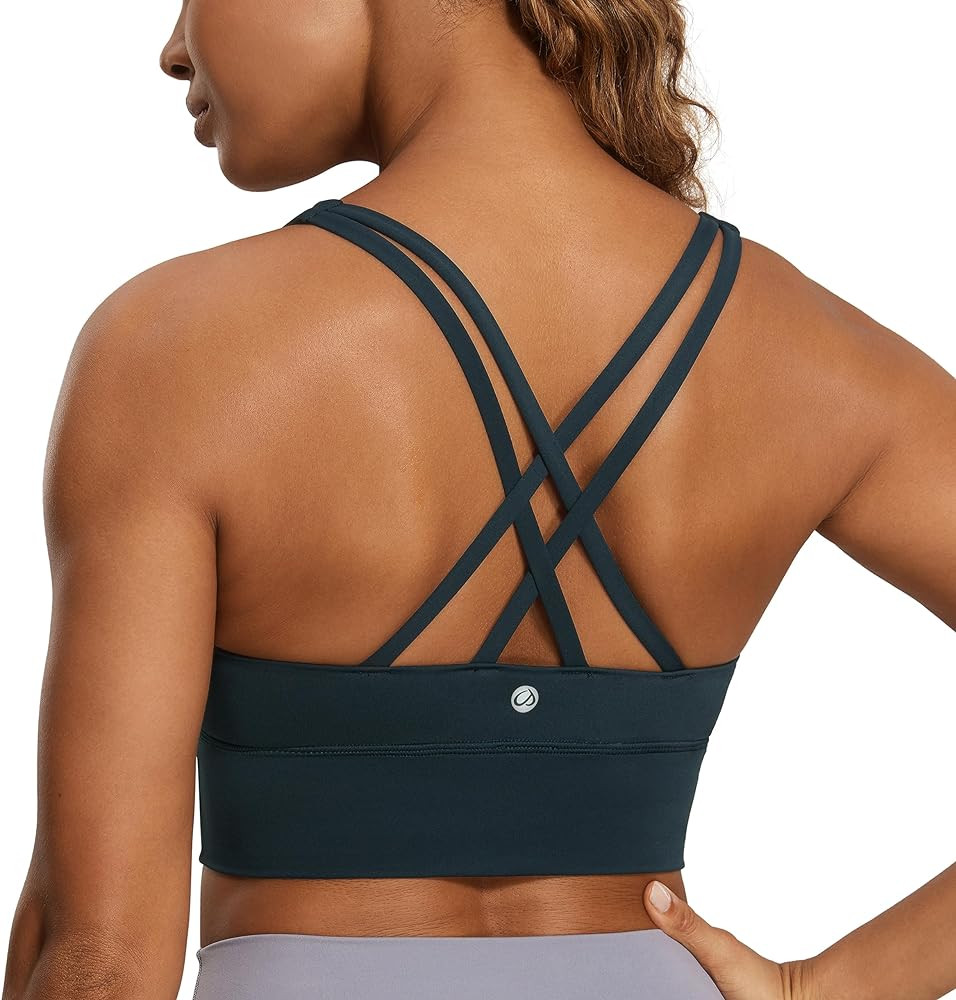 CRZ YOGA Naked Feeling Strappy Longline Sports Bras for Women - Medium Impact Criss Cross Yoga Pa... | Amazon (US)
