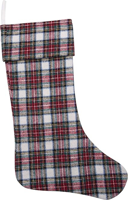 Creative Co-Op Brushed Cotton Plaid Christmas Stocking, Multicolor | Amazon (US)