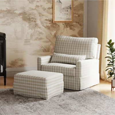 Namesake Crawford Pillowback Chair and a Half Comfort Swivel Glider - Tan Gingham | Target