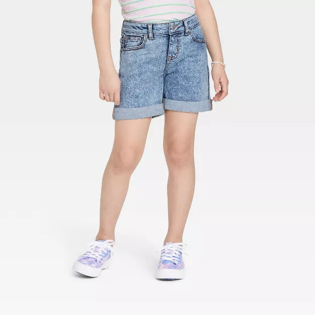Girls' Acid Wash Jean Shorts - Cat & Jack™ Blue | Target