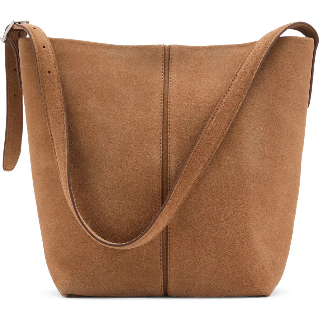 MANGO Leather Bucket Bag in Medium Brown at Nordstrom | Nordstrom
