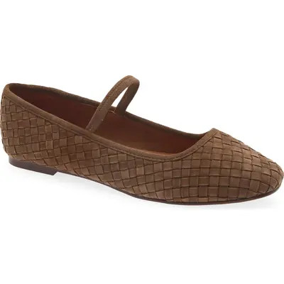 Madewell The Greta Woven Mary Jane Flat in Warm Hickory at Nordstrom, Size 9.5 | Nordstrom
