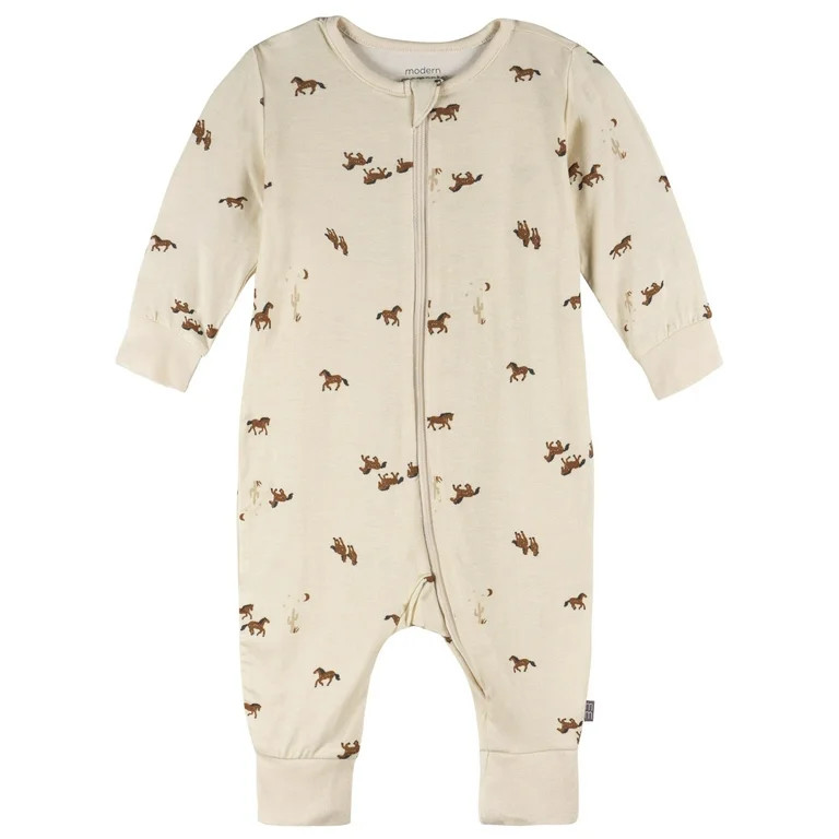 Modern Moments by Gerber Baby Neutral S uper Soft Long Sleeve Coverall, Sizes Newborn - 12 Months | Walmart (US)