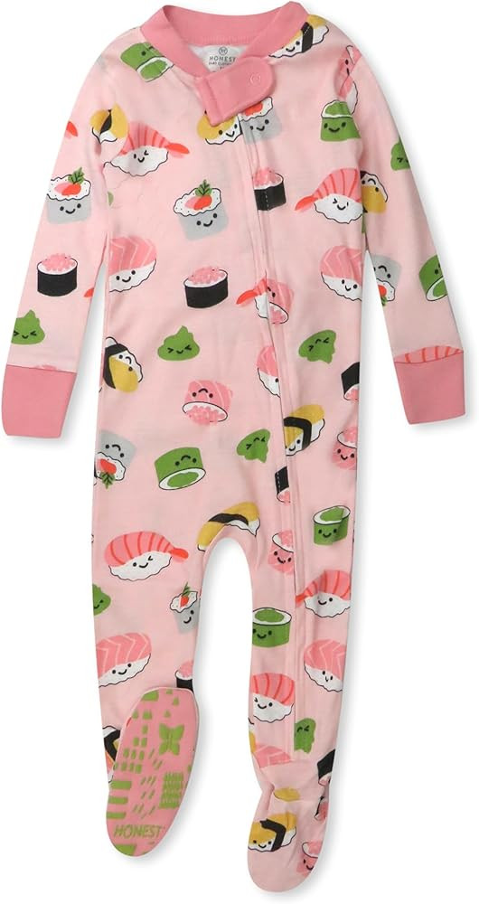 HonestBaby Baby Girls' 100% Organic Cotton Non-Slip Footed One-Piece Sleeper Zip-Front Pajamas | Amazon (US)