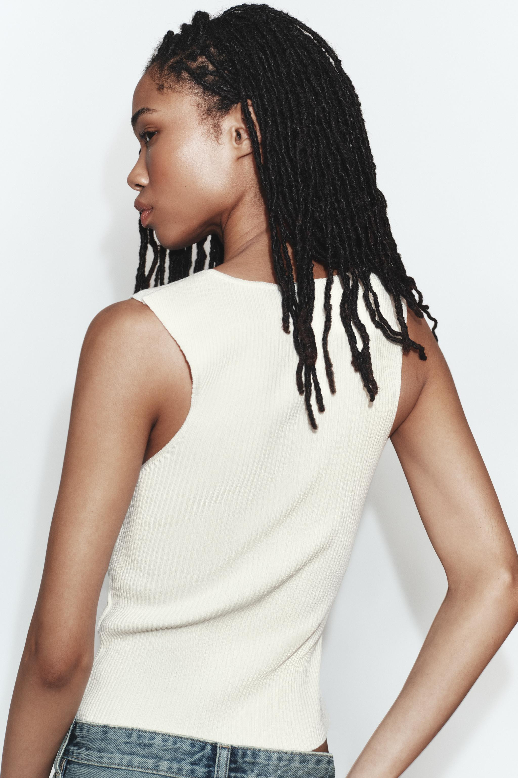 V-NECK RIB KNIT TOP | Zara US