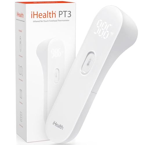 iHealth No-Touch Forehead Thermometer, Infrared Digital Thermometer for Adults and Kids, Touchless Baby Thermometer, 3 Ultra-Sensitive Sensors, Large LED Digits, Quiet Vibration Feedback, Non Contact | Amazon (US)