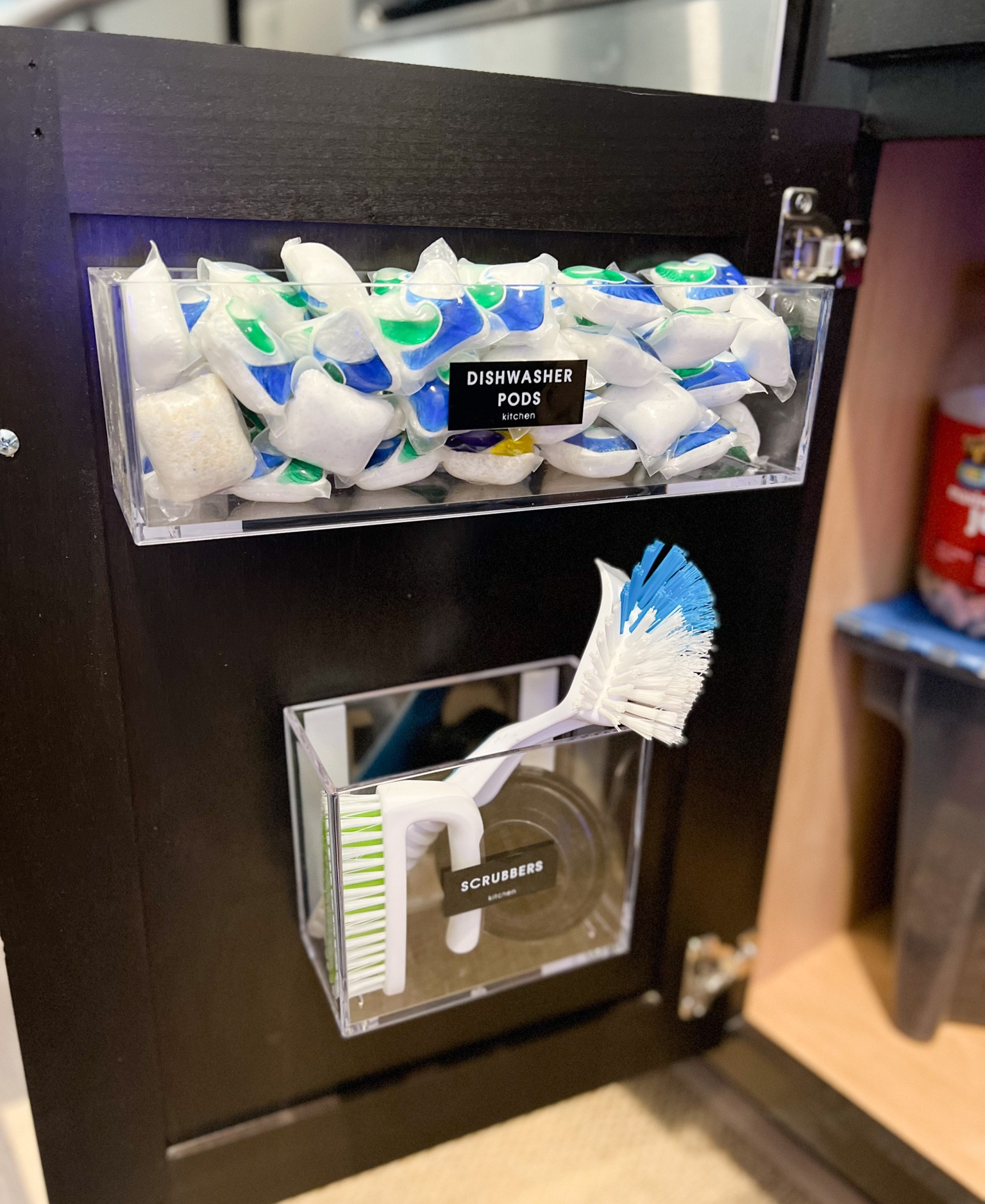  can we share a secret with you? 🤫

Keep your dishwasher pods and scrubbers in these acrylic, adhesive containers that attach right underneath your sink to the cupboard! 

Easy access, arms length from the dishwasher, and organized to perfection 🤍

#LTKhome #LTKfamily