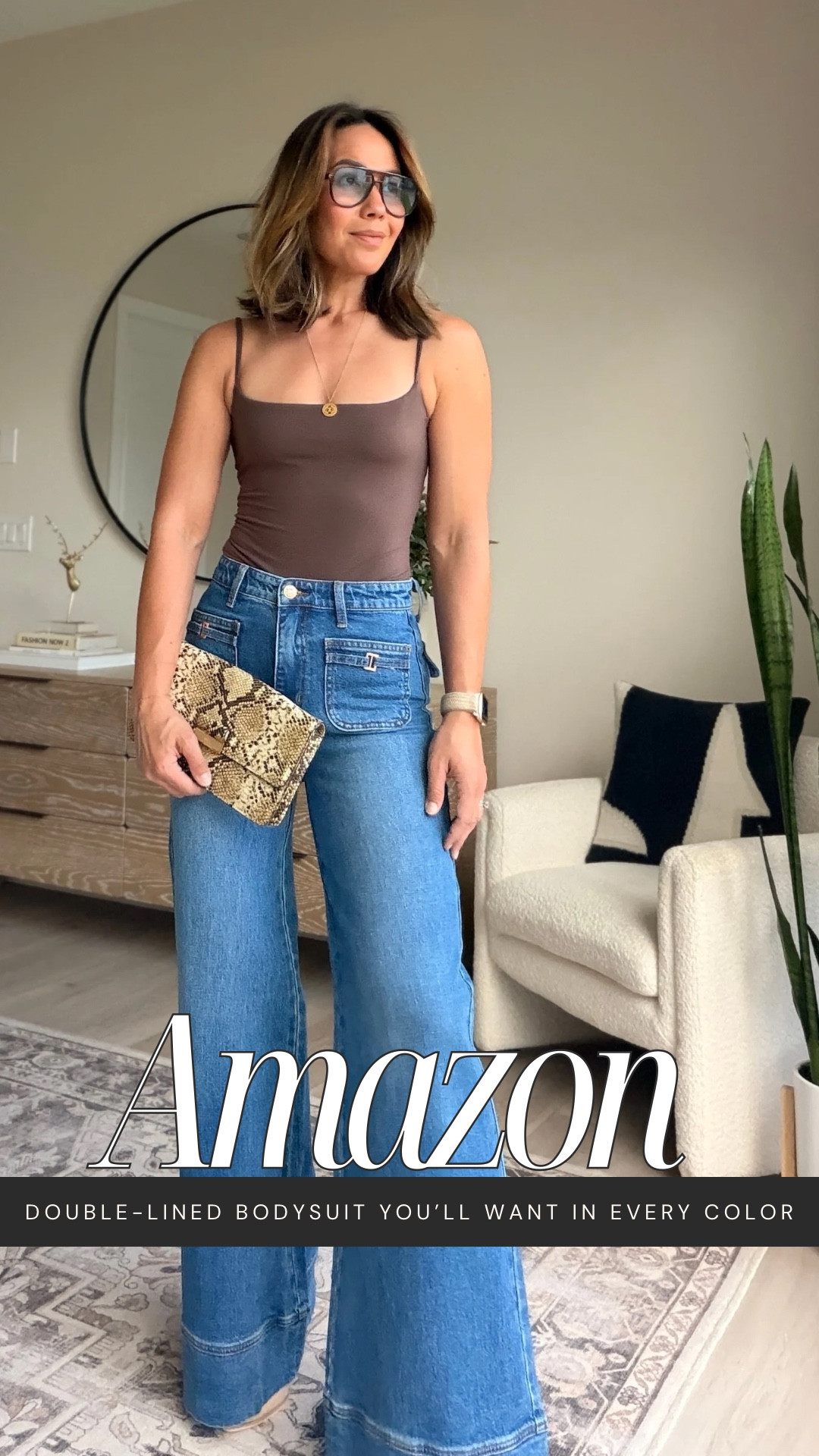 SKIMS-like bodysuit that is so good🤎🤎🤎

Soft, double-lined fabric that smooths and holds you in without feeling tight. The square neckline and low back give it a really flattering shape, and the adjustable straps help it fit just right.

Perfect as a base layer or worn on its own with denim, trousers, or skirts. Also available in other colors.

Wearing a Small — fits true to size.

#LTKgrwm #LTKSaleAlert #LTKootd