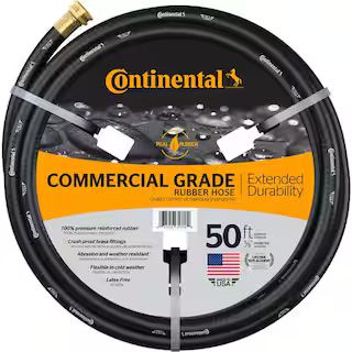 Continental Premium 5/8 in. Dia x 50 ft. Commercial Grade Rubber Black Water Hose 20258074 - The ... | The Home Depot