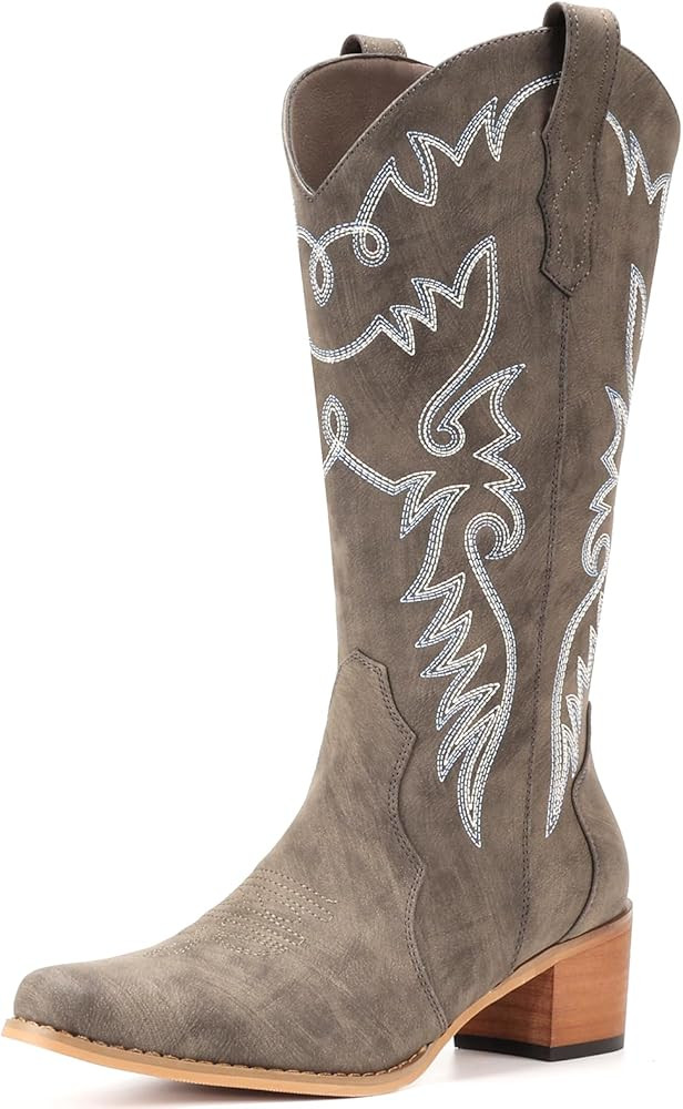 IXU Cowboy Boots Women Pointy Toe Women's Mid Calf Western Cowgirl Boots | Amazon (US)