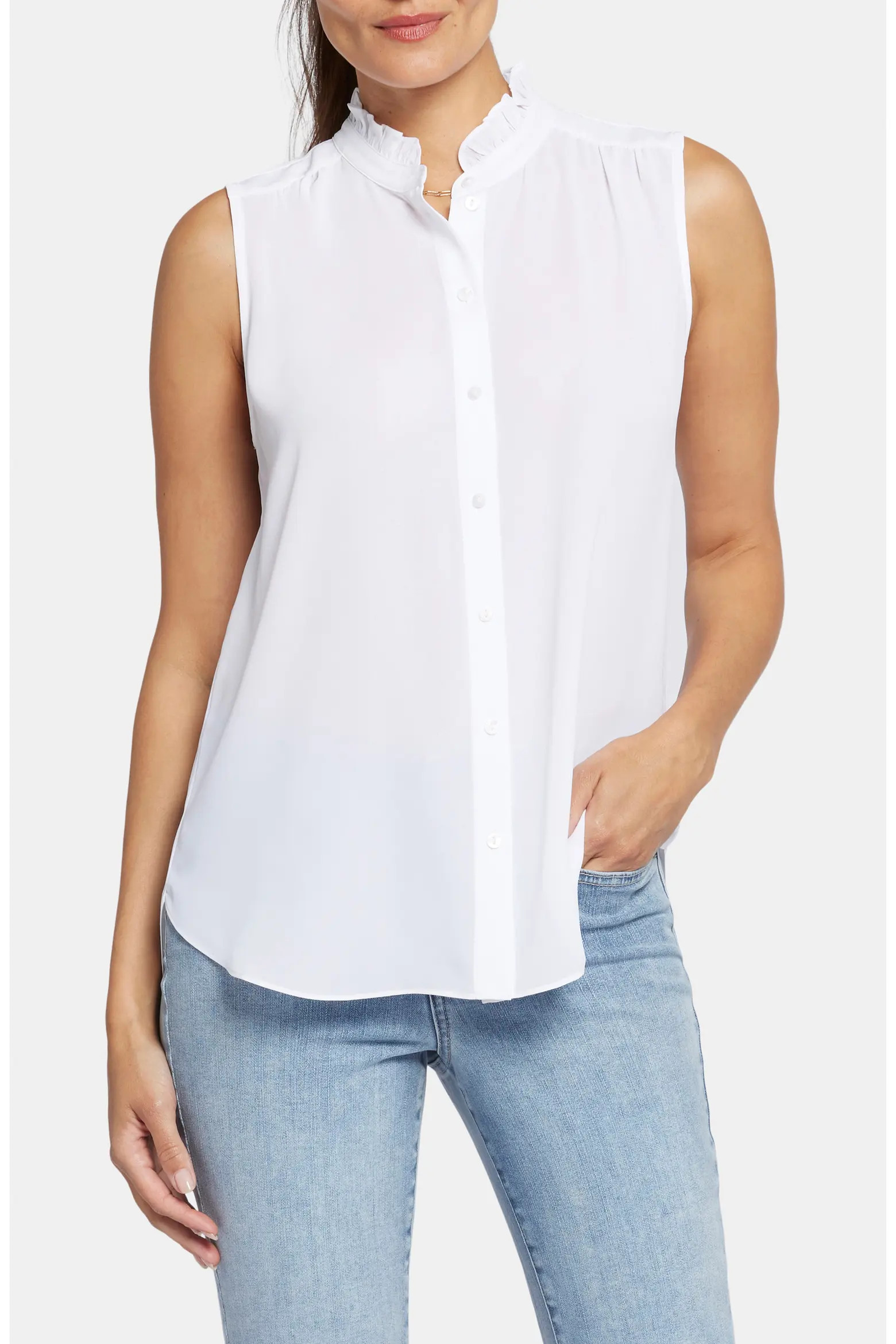 NYDJ Print Ruffle Neck Sleeveless Top (Women) | Nordstrom | Nordstrom