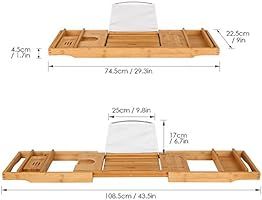 HOMFA Bamboo Bathtub Tray Bath Table Adjustable Caddy Tray with Extending Sides, Cellphone Tray a... | Amazon (US)