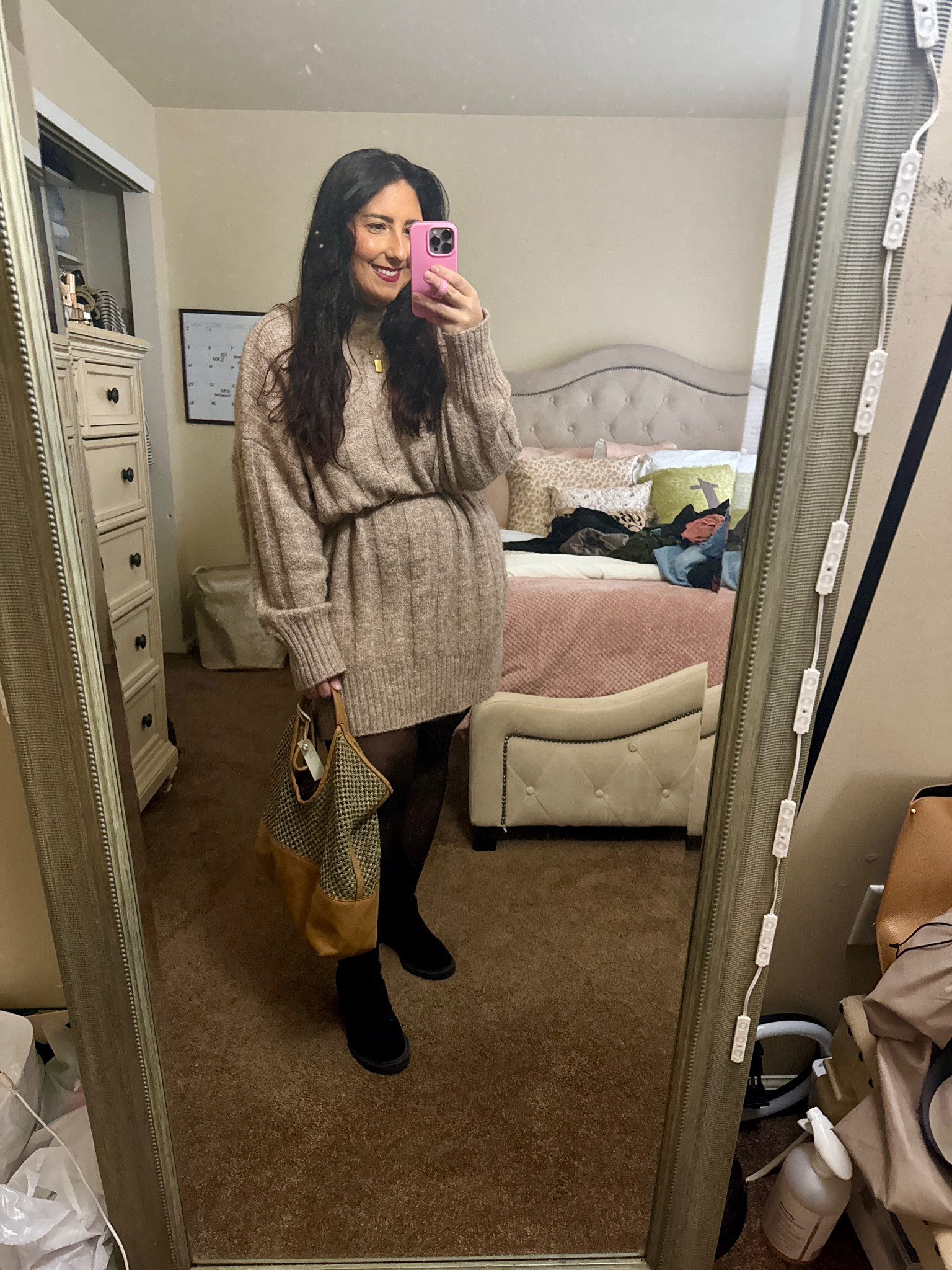 sweater dress - L 
i belted it with a thin belt ! 
sheertex tights - can’t link but great and fun tts 
dolce vita booties 
my favorite red lil 


#LTKHoliday #LTKSeasonal #LTKmidsize