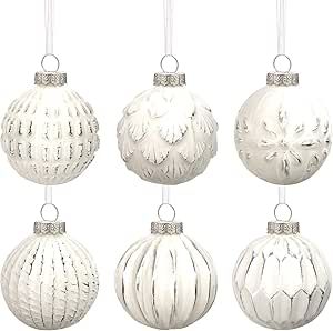 Farmhouse Ball Ornaments Distressed Metal Glass Ball Vintage Style Christmas Balls Retro Christma... | Amazon (US)