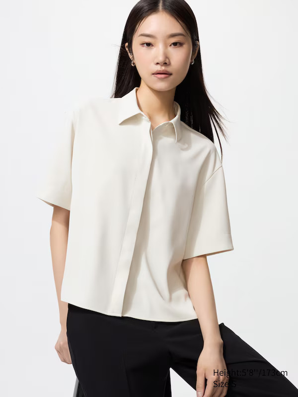 Drape Stand Collar Blouse | UNIQLO (UK)