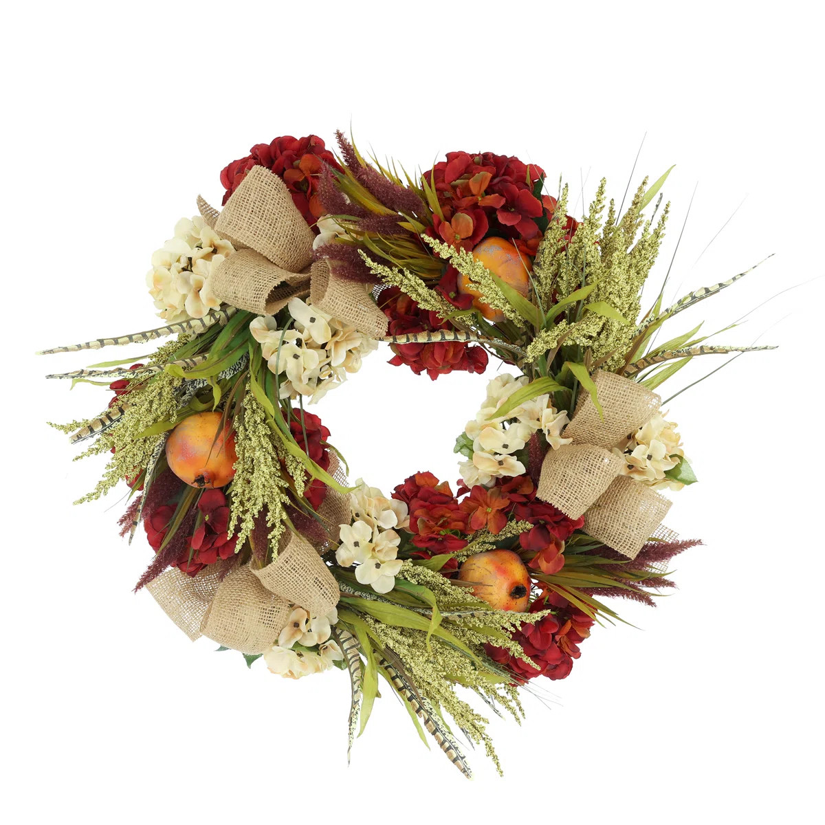 23" Wreath with Hydrangeas, Pomegranates and Bows | Wayfair North America