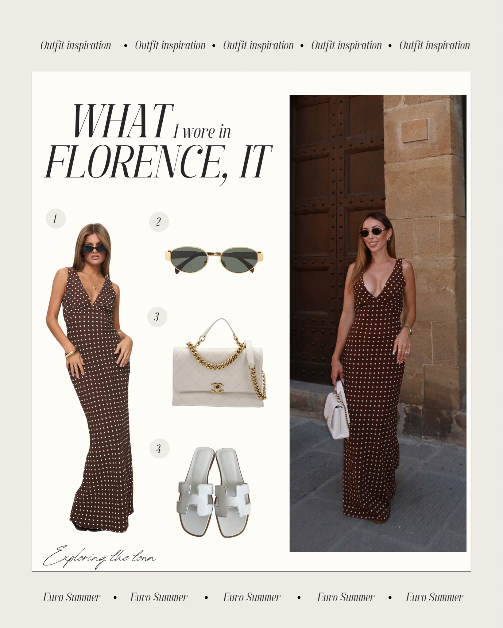 nellie maxi dress brown polka dot madeline_devaux on LTK Caramel brown stretch dress