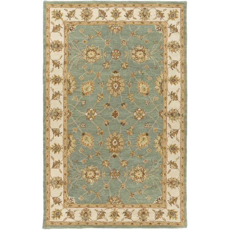 Ellenburg Handmade Wool Green/Light Beige/Brown Rug | Wayfair North America