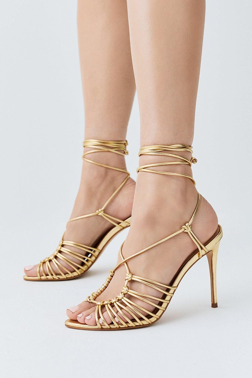 Leather Strappy Wrap Around Heel | Karen Millen US