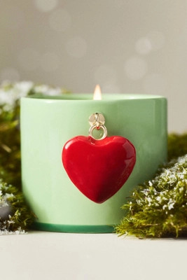 Heart Charm Fresh Mistletoe & Moss Ceramic Candle | Anthropologie (US)