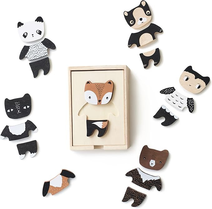 Amazon.com: Wee Gallery Mix and Match Animal Tiles - A Modern Wooden Toy for Travel, Playtime, Cr... | Amazon (US)
