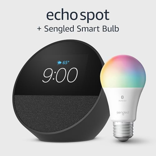 All-new Amazon Echo Spot (2024 release), Smart alarm clock with vibrant sound + Alexa, Black bund... | Amazon (US)